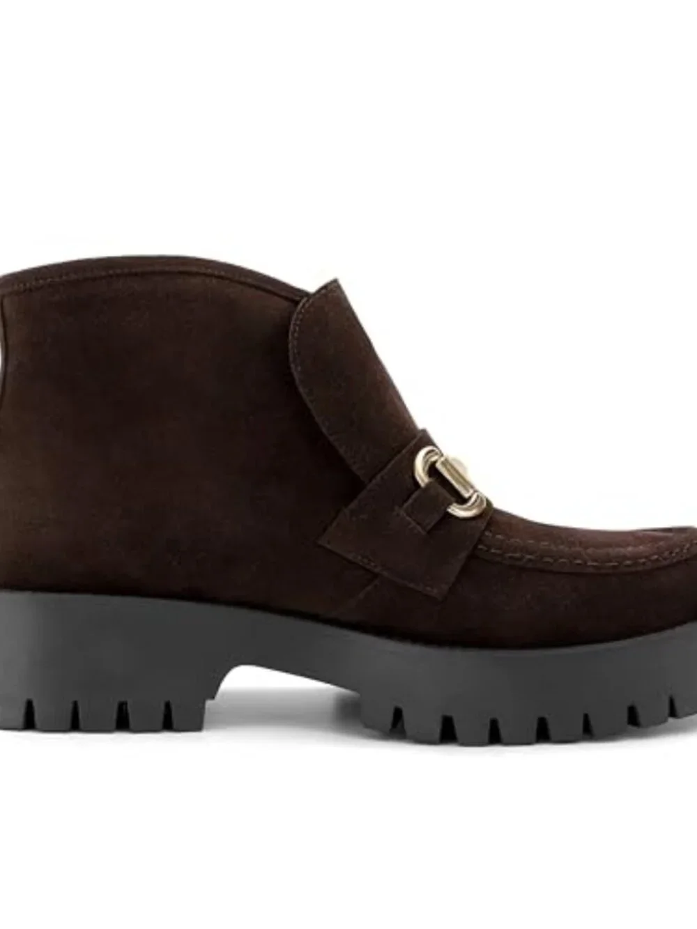 Suede Platform Ankle Boots Chunky Heel Slip On Booties Fall Winter